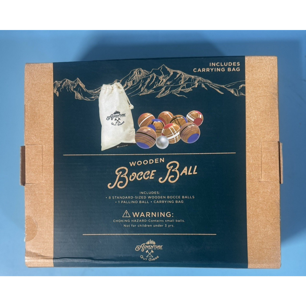 BOCCE BALL SET ~ Adventure Is Out There ~ Nice Wooden 9 Piece Set/Carrying Bag - Picture 2 of 2